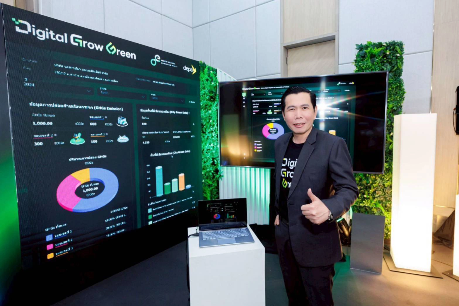 ดีป้า-อบก.เปิดตัวโครงการ Digital Grow Greenดัน 400 ผู้ประกอบการใช้แพลตฟอร์มบันทึกข้อมูลการปล่อยคาร์บอนฟุตพรินต์ธุรกิจเพื่อนำไปสู่การปล่อยก๊าซเรือนกระจกสุทธิเป็นศูนย์ในปี 2065