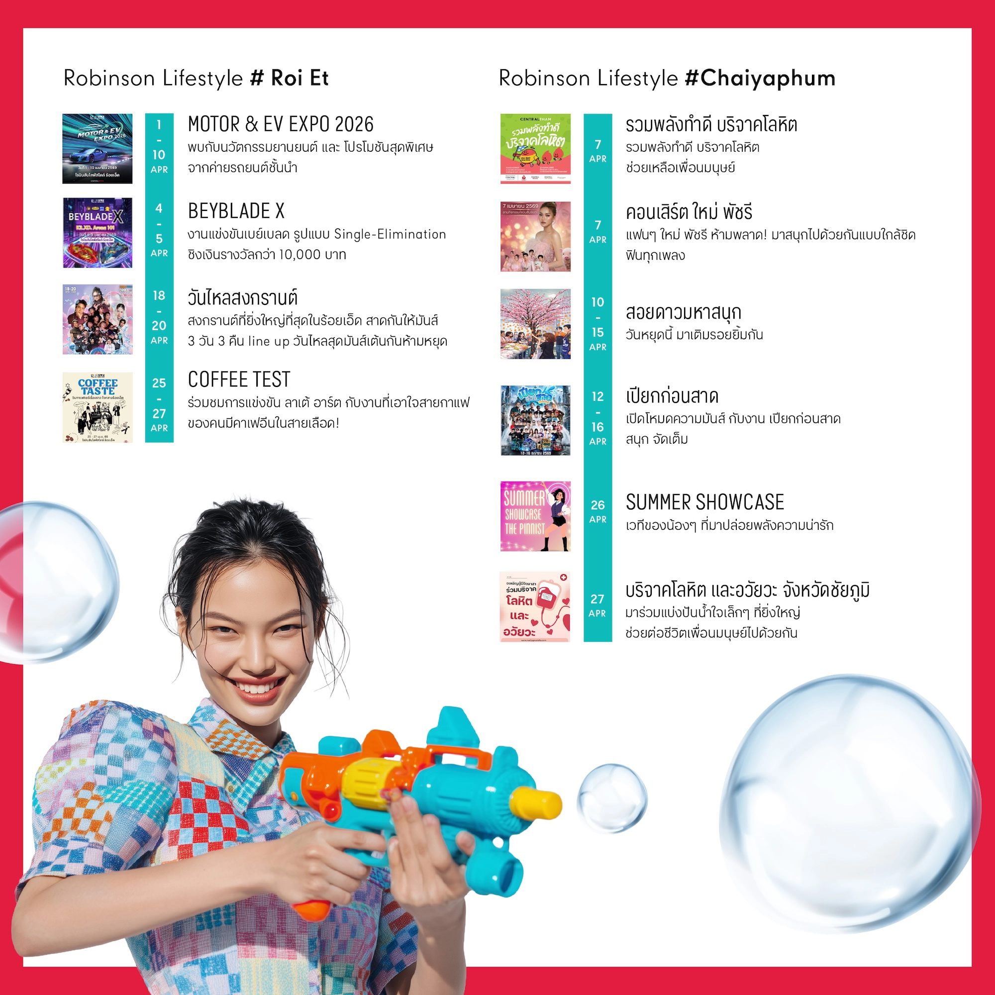 โรบินสันไลฟ์สไตล์ ปักหมุดความสนุก ฉลองสงกรานต์ทั่วไทยกับแคมเปญ “Let’s Celebrate Songkran Fest” รวมกว่า 170 อิเวนต์สร้างสีสันความสุข ตลอด เม.ย. 69 ที่โรบินสันไลฟ์สไตล์ทุกสาขา