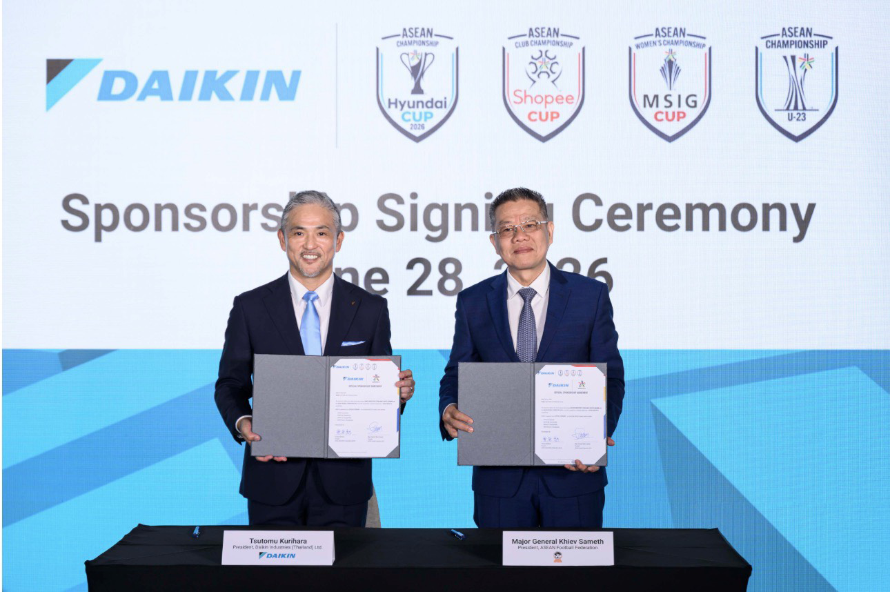 Daikin บริษัทผู้ผลิตเครื่องปรับอากาศอันดับ 1 ของโลก ร่วมเป็นพันธมิตรอย่างเป็นทางการของการแข่งขัน ASEAN United FC